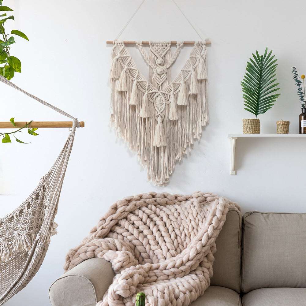 Hand-woven Pendant Macrame Wall Hanging Boho Woven Tapestry Bohemian Crafts Room Decoration Gorgeous Tapestry For Home Decor Curated Room Kits