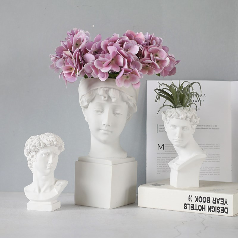 Ins Resin Portrait Ornaments Plaster David Imitation Flower Device Curated Room Kits
