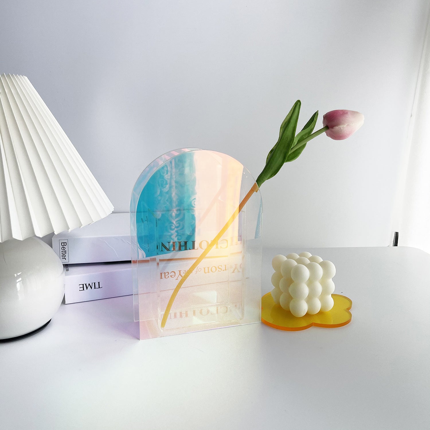 Nordic Rainbow Colorful Acrylic Vase Geometric Art Curated Room Kits