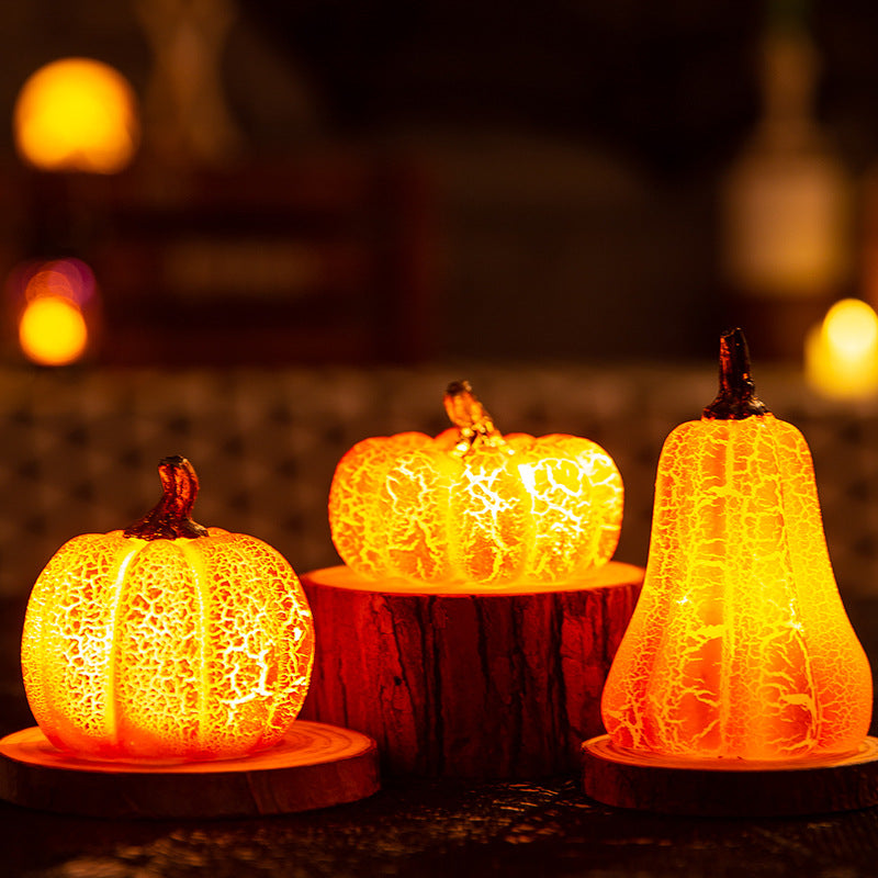 New Halloween Pumpkin Lantern Simulation Pumpkin LED Candle Lamp Resin Luminous Pumpkin Curated Room Kits