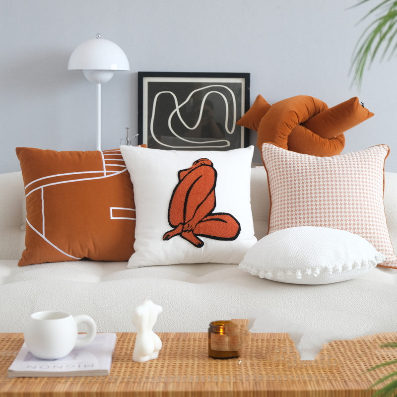 Nordic Modern Minimalist Houndstooth Pillow Light Luxury Sofa Cushion Curated Room Kits