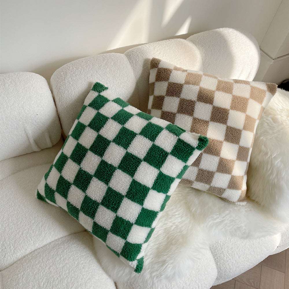 Bedroom Sofa Living Room Double-sided Checkerboard Pillowcase Curated Room Kits