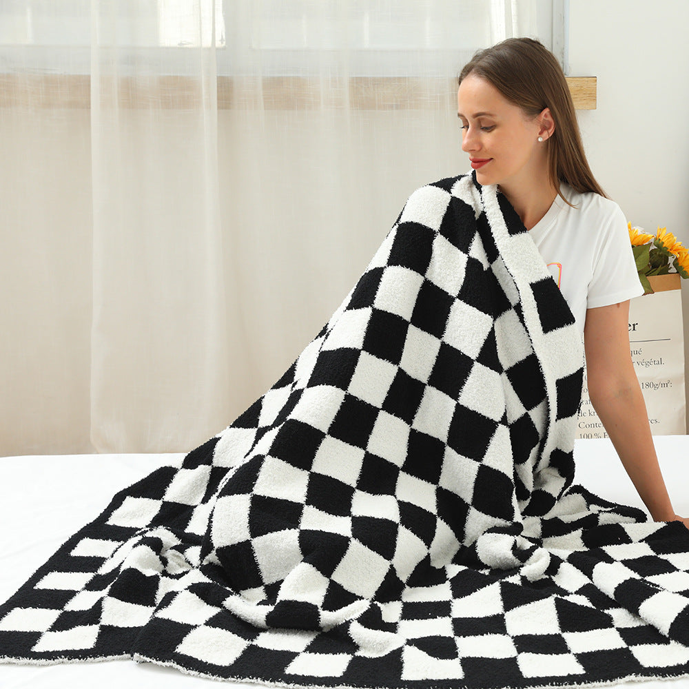 New Half Flannel Checkerboard Blanket Curated Room Kits