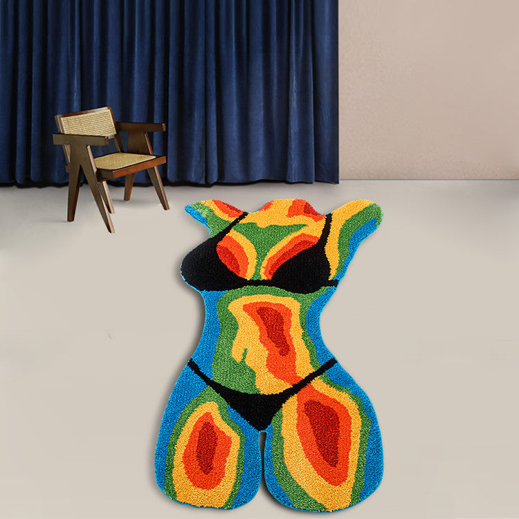Thermal Imaging Bikini Girl Tufted Carpet Personality Living Room Bathroom Plush Home Art Human Body Mat Curated Room Kits